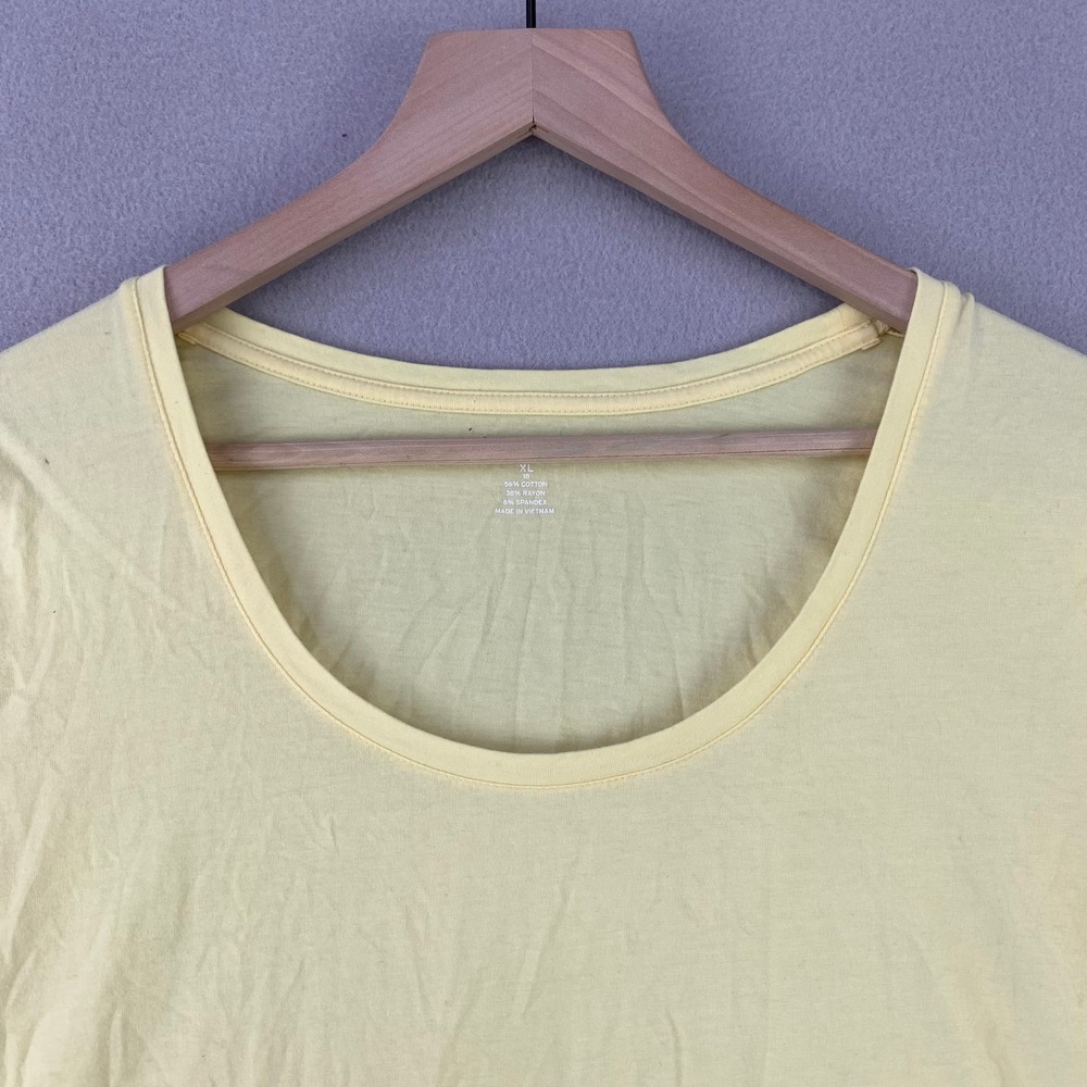 Lands End Scoop Neck T-Shirt Women XL Yellow Casual Short Sleeve Cotton Blend - Picture 3 of 7